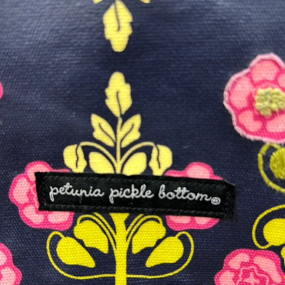 Petunia Pickle Bottom Seville Backpack Diaper Bag Navy Pink Floral Glazed Canvas